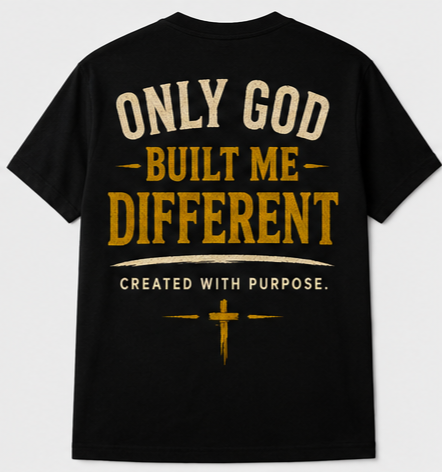 Only God Built Me Different | Premium Christian Graphic T-Shirt