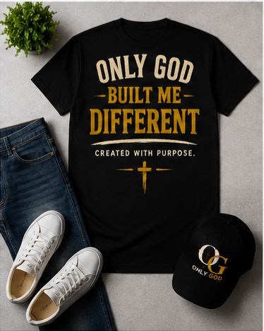 Only God Built Me Different | Premium Christian Graphic T-Shirt