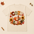 Cozy Season coffee and autumn design on a Natural Bella+Canvas 3001 unisex T-shirt