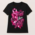 Fight Like a Girl black T-shirt shown in women’s Large fit