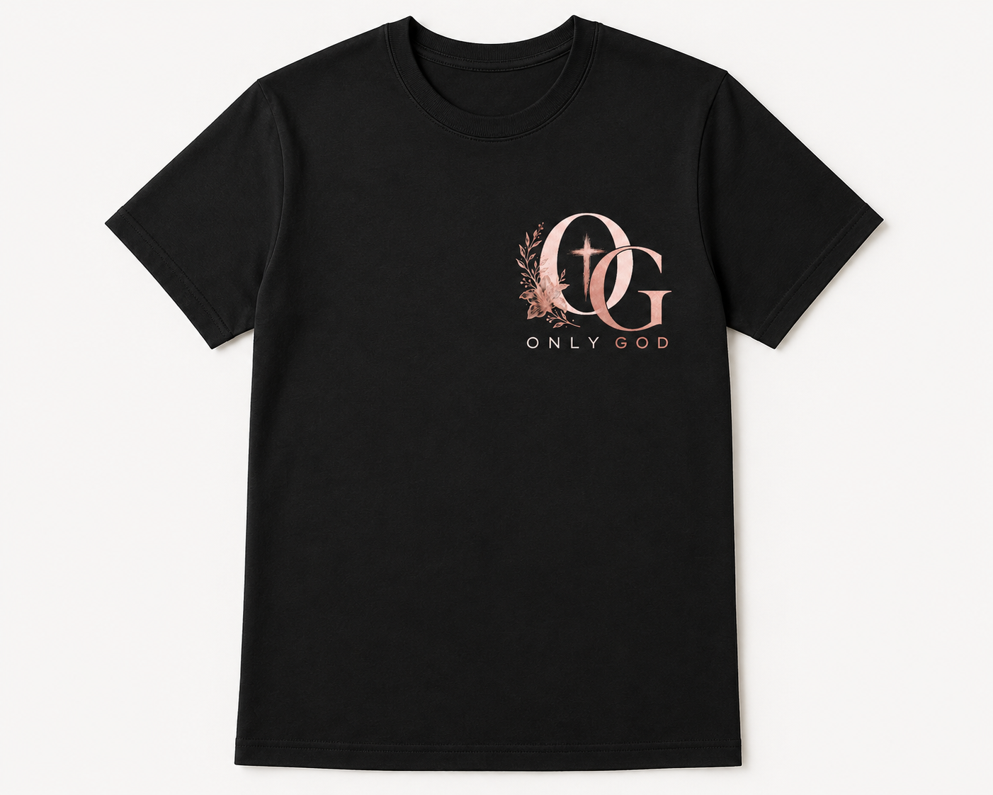 Front floral OG Only God chest logo