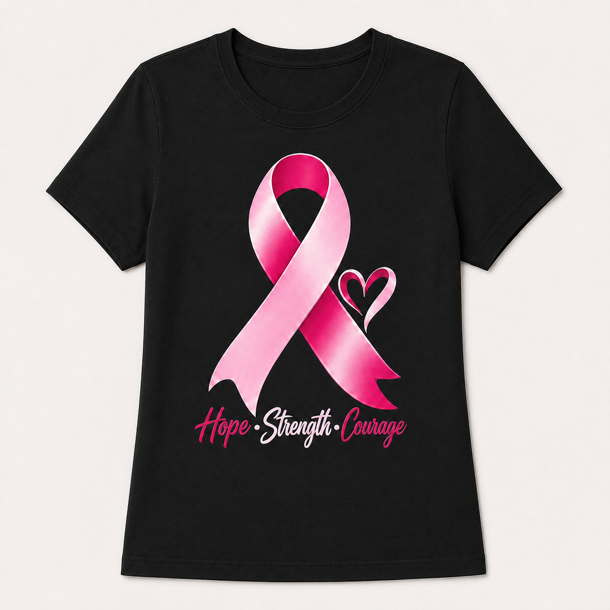 Hope Strength Courage black T-shirt shown in women’s Large fit