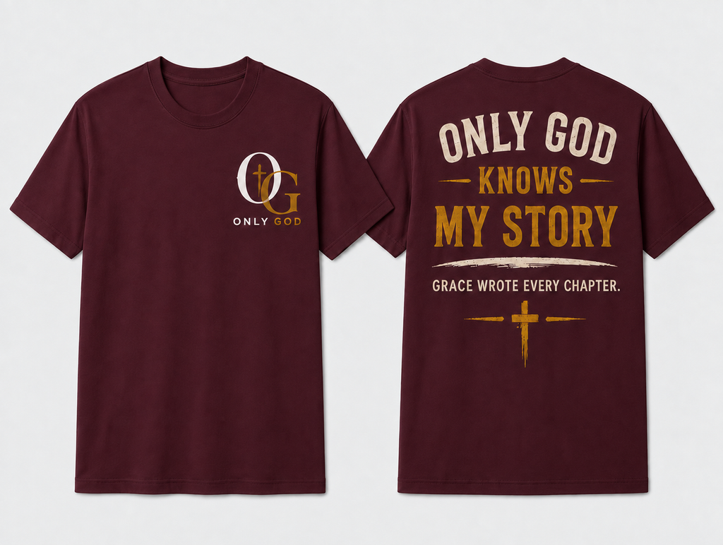 Only God Knows My Story Oxblood front and back